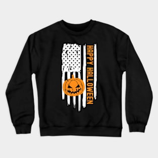 Happy halloween usa flag with scary pumpkin Crewneck Sweatshirt